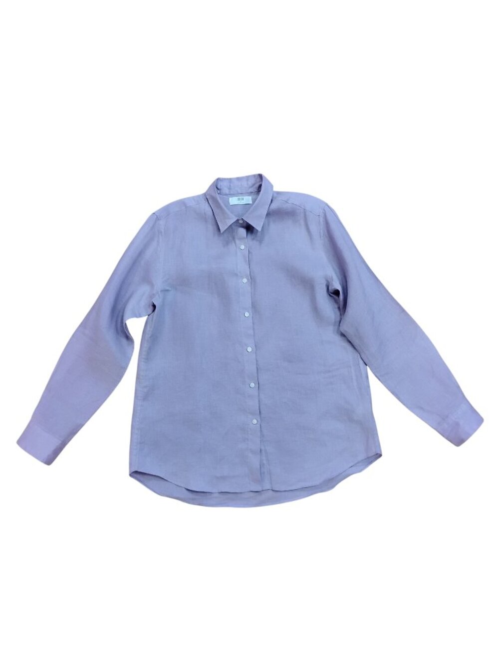 Uniqlo Womens M Lavender Linen Button Up Long Sleeve Shirt